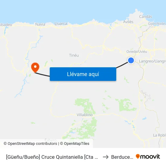 [Güeñu/Bueño]  Cruce Quintaniella [Cta 07856] to Berducedo map