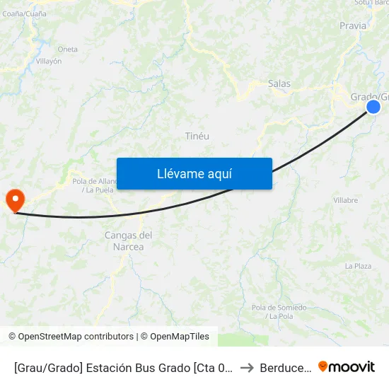 [Grau/Grado]  Estación Bus Grado [Cta 07985] to Berducedo map