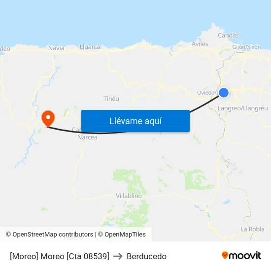 [Moreo]  Moreo [Cta 08539] to Berducedo map