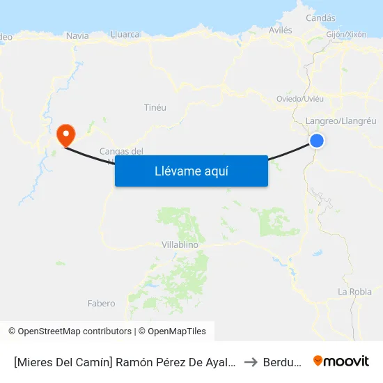 [Mieres Del Camín]  Ramón Pérez De Ayala [Cta 09002] to Berducedo map