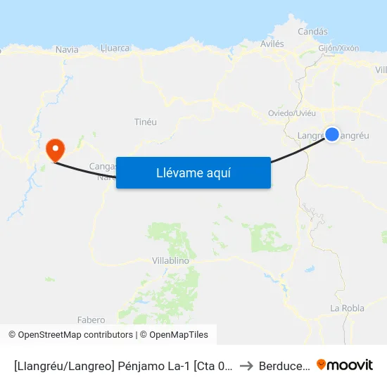 [Llangréu/Langreo]  Pénjamo La-1 [Cta 09988] to Berducedo map
