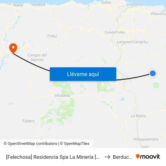 [Felechosa]  Residencia Spa La Minería [Cta 16270] to Berducedo map