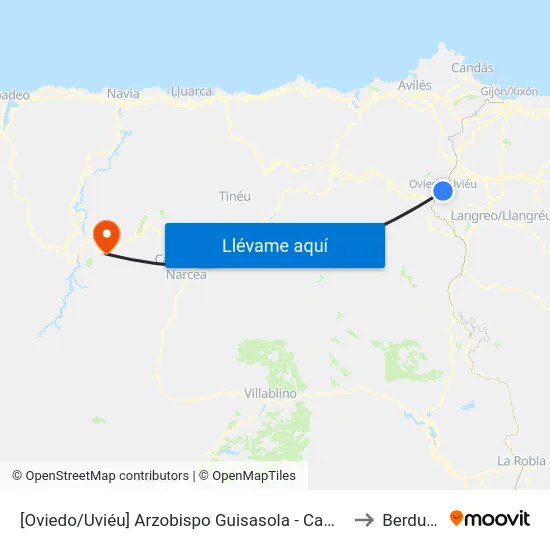 [Oviedo/Uviéu]  Arzobispo Guisasola - Campillín [Cta 16830] to Berducedo map