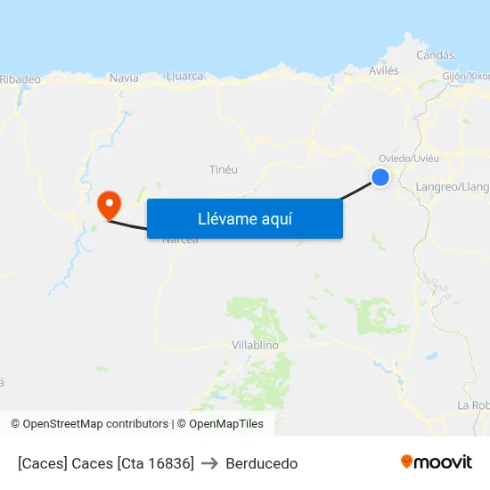 [Caces]  Caces [Cta 16836] to Berducedo map