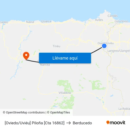 [Oviedo/Uviéu]  Piloña [Cta 16862] to Berducedo map