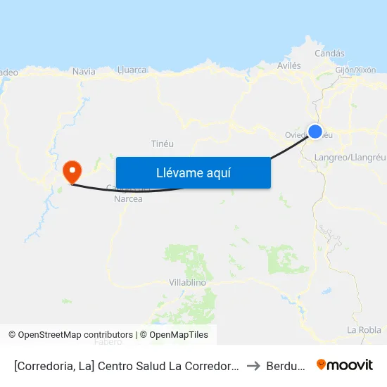 [Corredoria, La]  Centro Salud La Corredoria [Cta 16867] to Berducedo map