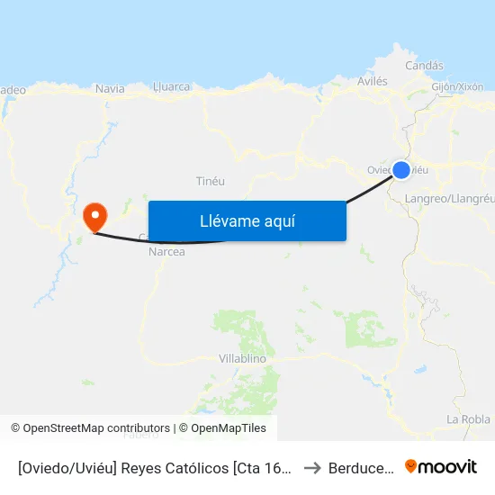 [Oviedo/Uviéu]  Reyes Católicos [Cta 16923] to Berducedo map