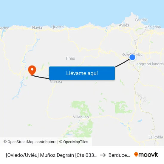 [Oviedo/Uviéu]  Muñoz Degraín [Cta 03316] to Berducedo map