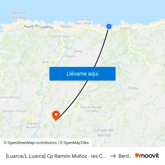 [Luarca/L.Luarca]  Cp Ramón Muñoz - Ies Carmen Y Severo Ochoa [Cta 08268] to Berducedo map