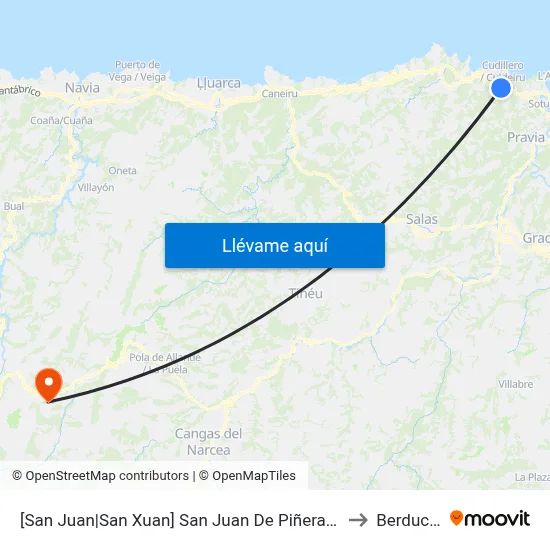 [San Juan|San Xuan]  San Juan De Piñera [Cta 10128] to Berducedo map