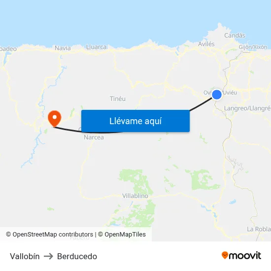 Vallobín to Berducedo map