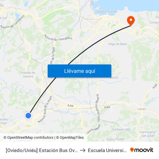 [Oviedo/Uviéu]  Estación Bus Oviedo - Pepe Cosmen [Cta 01549] to Escuela Universitaria De Enfermería map