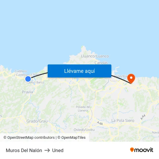 Muros Del Nalón to Uned map