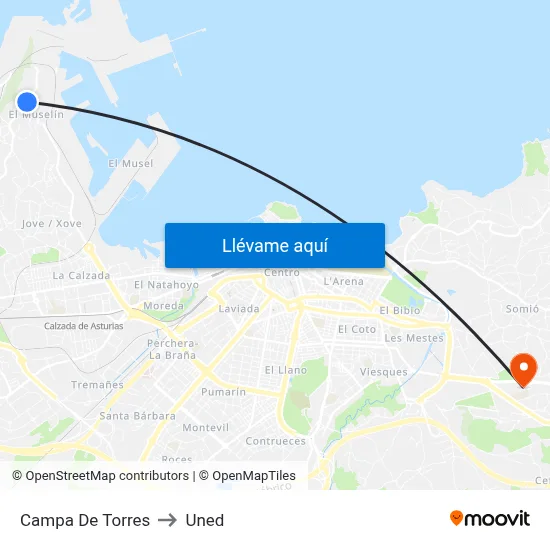 Campa De Torres to Uned map