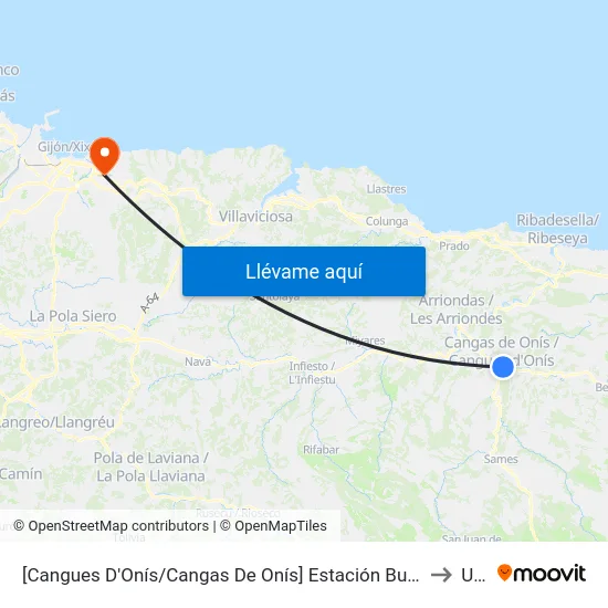 [Cangues D'Onís/Cangas De Onís]  Estación Bus Cangas De Onís [Cta 07993] to Uned map