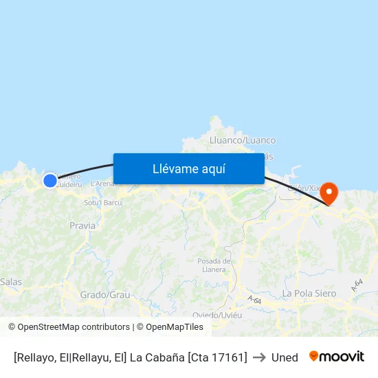 [Rellayo, El|Rellayu, El]  La Cabaña [Cta 17161] to Uned map