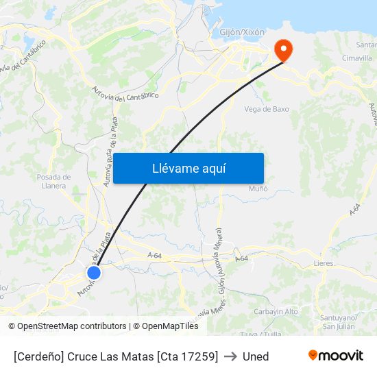 [Cerdeño]  Cruce Las Matas [Cta 17259] to Uned map