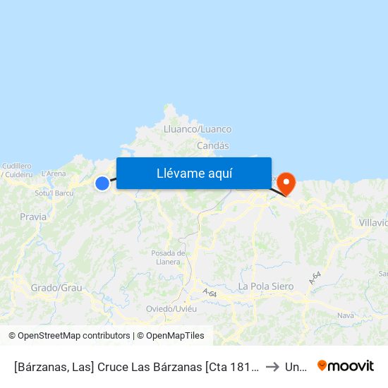 [Bárzanas, Las]  Cruce Las Bárzanas [Cta 18198] to Uned map