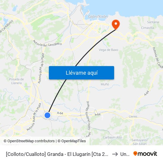 [Colloto/Cualloto]  Granda - El Llugarín [Cta 20778] to Uned map