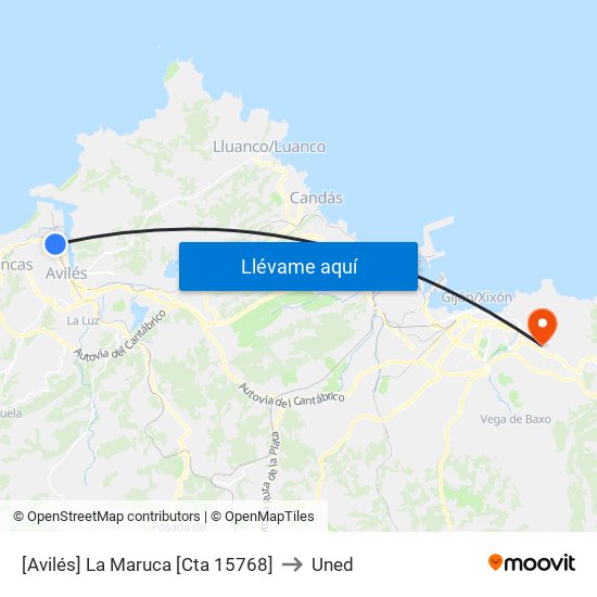 [Avilés]  La Maruca [Cta 15768] to Uned map