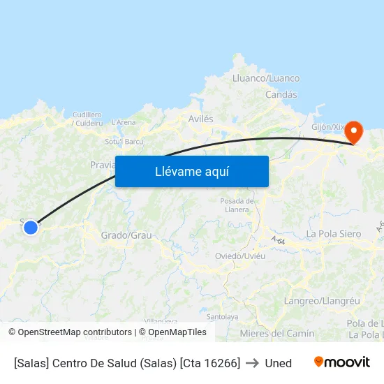 [Salas]  Centro De Salud (Salas) [Cta 16266] to Uned map