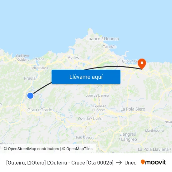 [Outeiru, L'|Otero]  L'Outeiru - Cruce [Cta 00025] to Uned map
