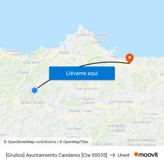 [Grullos]  Ayuntamiento Candamo [Cta 00035] to Uned map