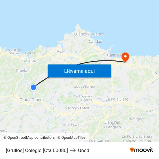 [Grullos]  Colegio [Cta 00080] to Uned map