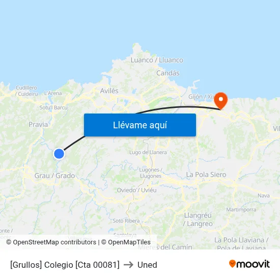 [Grullos]  Colegio [Cta 00081] to Uned map