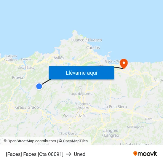 [Faces]  Faces [Cta 00091] to Uned map