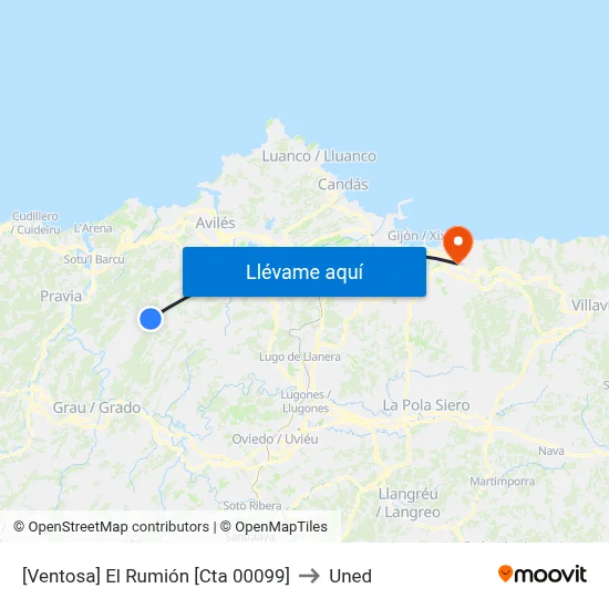 [Ventosa]  El Rumión [Cta 00099] to Uned map