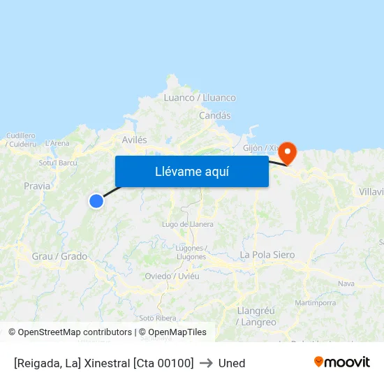 [Reigada, La]  Xinestral [Cta 00100] to Uned map