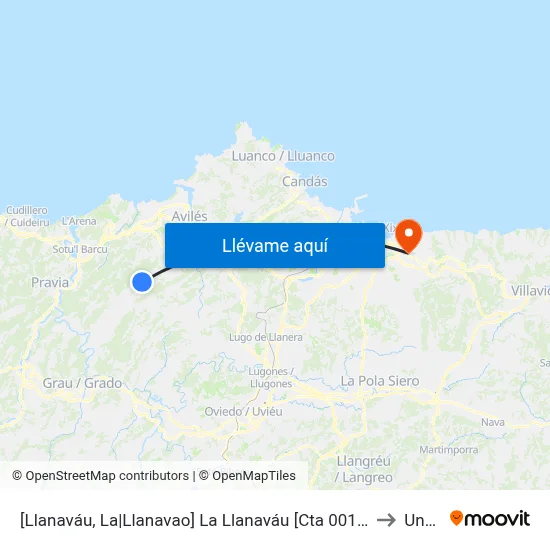 [Llanaváu, La|Llanavao]  La Llanaváu [Cta 00106] to Uned map