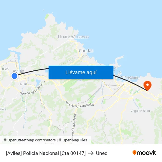 [Avilés]  Policia Nacional [Cta 00147] to Uned map