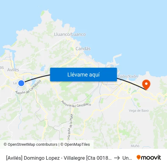 [Avilés]  Domingo Lopez - Villalegre [Cta 00183] to Uned map