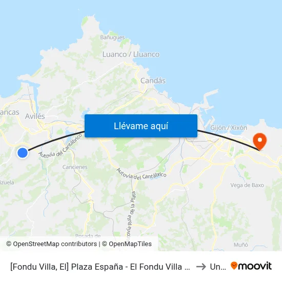 [Fondu Villa, El]  Plaza España - El Fondu Villa [Cta 00195] to Uned map