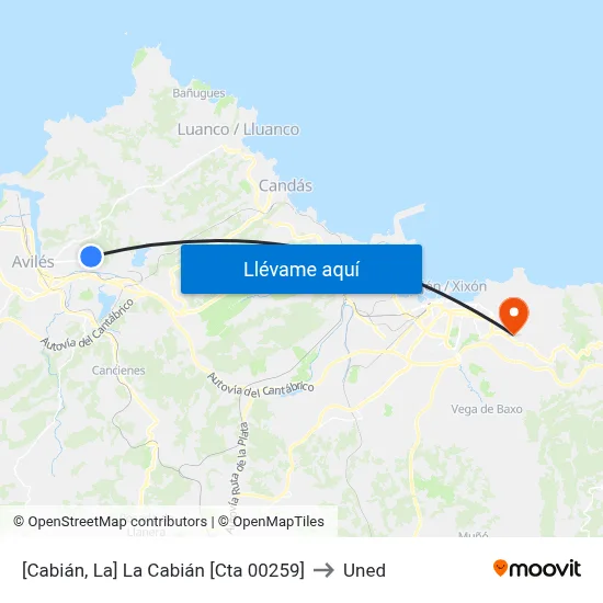 [Cabián, La]  La Cabián [Cta 00259] to Uned map