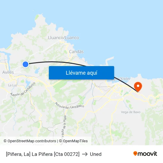 [Piñera, La]  La Piñera [Cta 00272] to Uned map