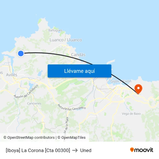 [Iboya]  La Corona [Cta 00300] to Uned map