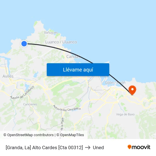 [Granda, La]  Alto Cardes [Cta 00312] to Uned map