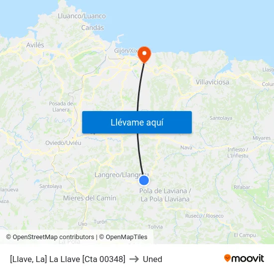 [Llave, La]  La Llave [Cta 00348] to Uned map
