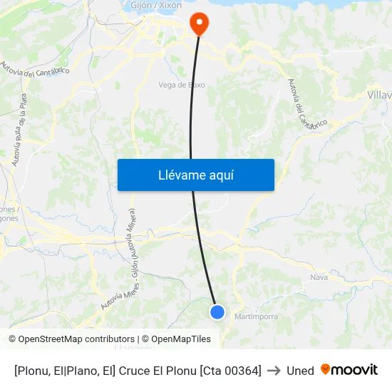 [Plonu, El|Plano, El]  Cruce El Plonu [Cta 00364] to Uned map
