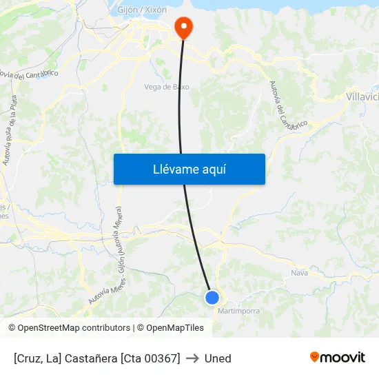 [Cruz, La]  Castañera [Cta 00367] to Uned map
