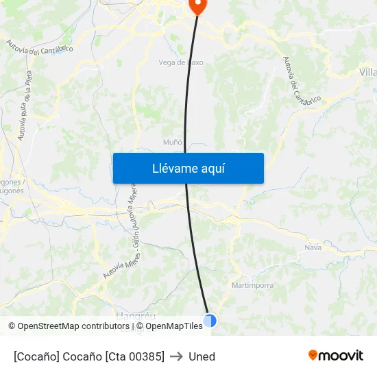 [Cocaño]  Cocaño [Cta 00385] to Uned map