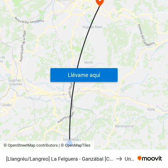 [Llangréu/Langreo]  La Felguera - Ganzábal [Cta 00418] to Uned map