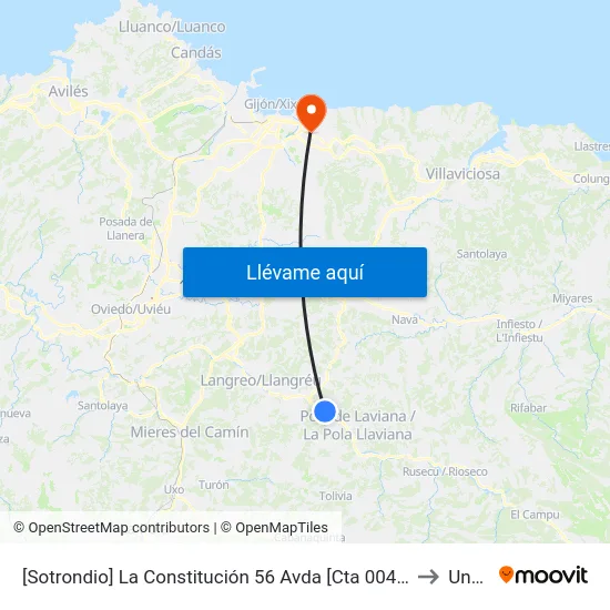 [Sotrondio]  La Constitución 56 Avda [Cta 00448] to Uned map