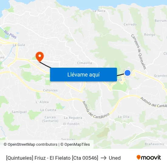 [Quintueles]  Friuz - El Fielato [Cta 00546] to Uned map