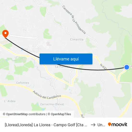 [Llorea|Lloreda]  La Llorea - Campo Golf [Cta 00548] to Uned map