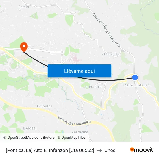 [Pontica, La]  Alto El Infanzón [Cta 00552] to Uned map
