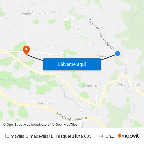 [Cimavilla|Cimadevilla]  El Tasqueru [Cta 00556] to Uned map
